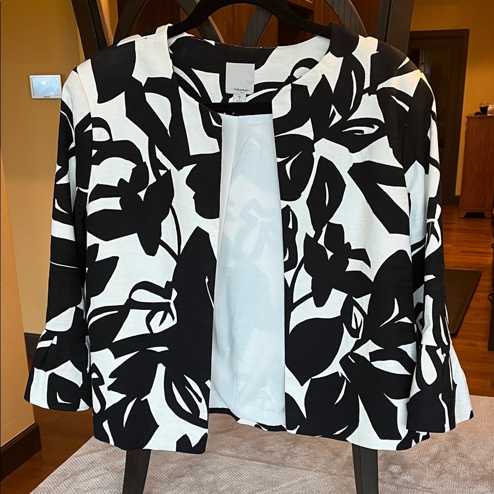 Black and Cream Floral Cropped Jacket